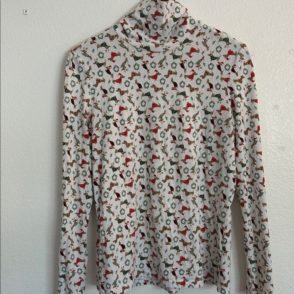 Holiday Print Turtleneck